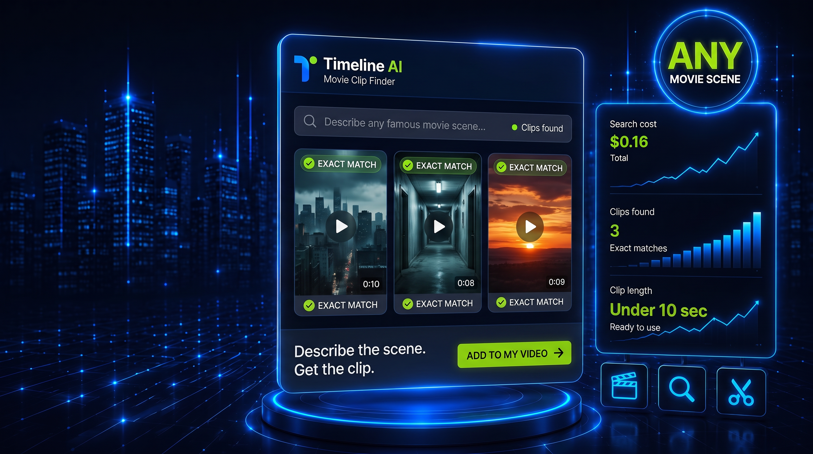 Timeline AI verified movie clips